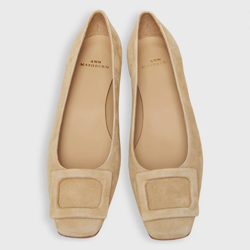 Ann Mashburn Buckle Shoe - Camel Suede - size 10 / 41